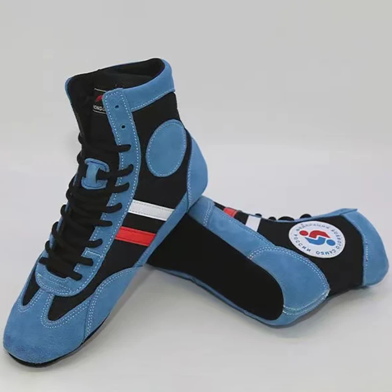 Botas Sambo para niños y adultos, zapatos de boxeo de competición, transpirables, suela suave, interior, gamuza, lucha libre, tamaño pequeño, 30-44