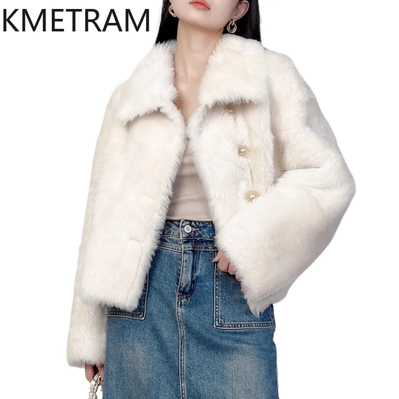 

Двусторонняя меховая куртка из натуральной меховой шерсти мериноса, женская модная молочно-белая шуба из натурального меха, зимняя женская одежда 2025 abrigos