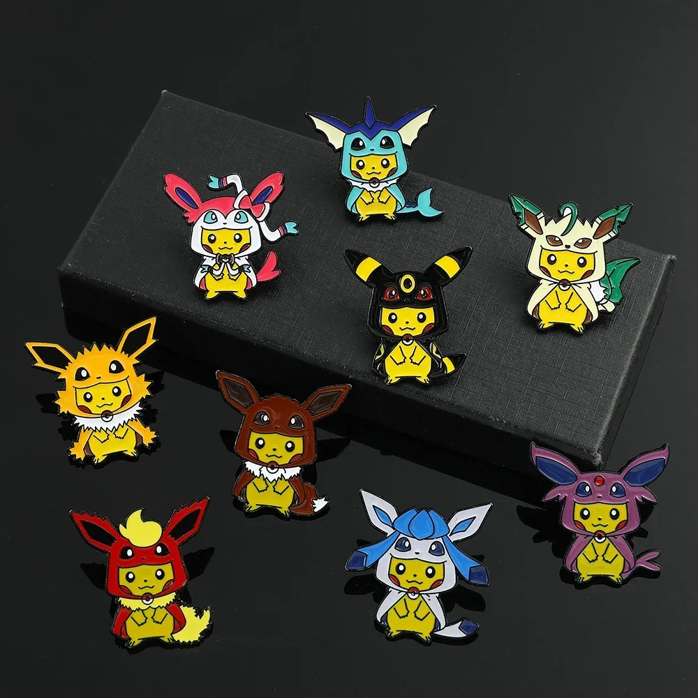

9 Pcs Fashion Animal Brooch Set Creative Pikachu Cos Eevee Enamel Pins Backpack Clothing Accessories Metal Badge Accessories