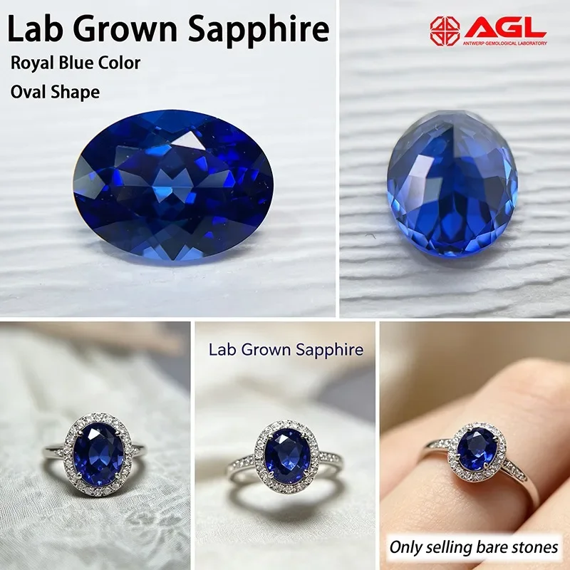 Lab Grown Sapphire Royal Blue Color Oval/Round/Asscher/Cushion Cut for DIY Ring Earrings Main Materials Selectable Certificate