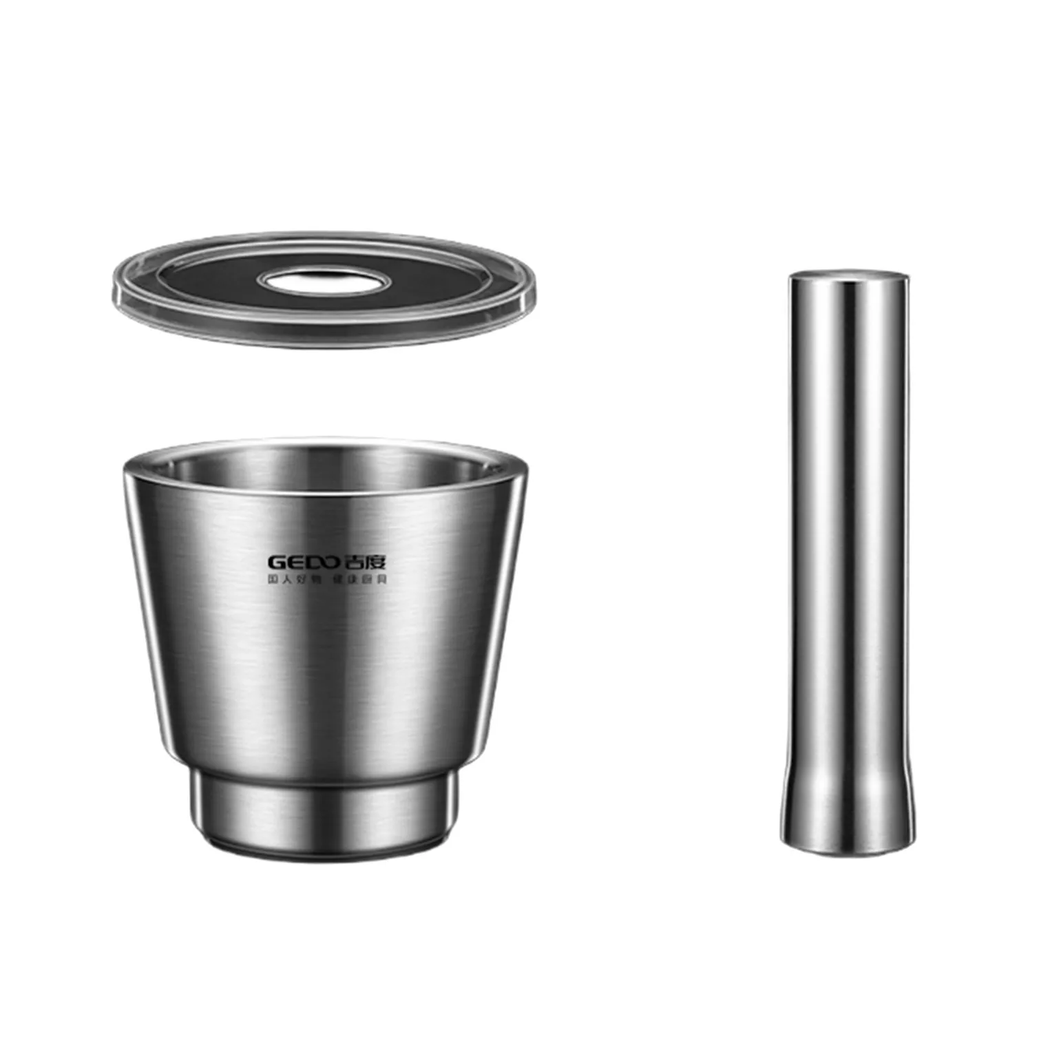 

LFGB Certification 304 Stainless Steel Mortar and Pestle Ultra Thick Stable and Non-slip Herb Grinder Kitchen Garlic Smasher