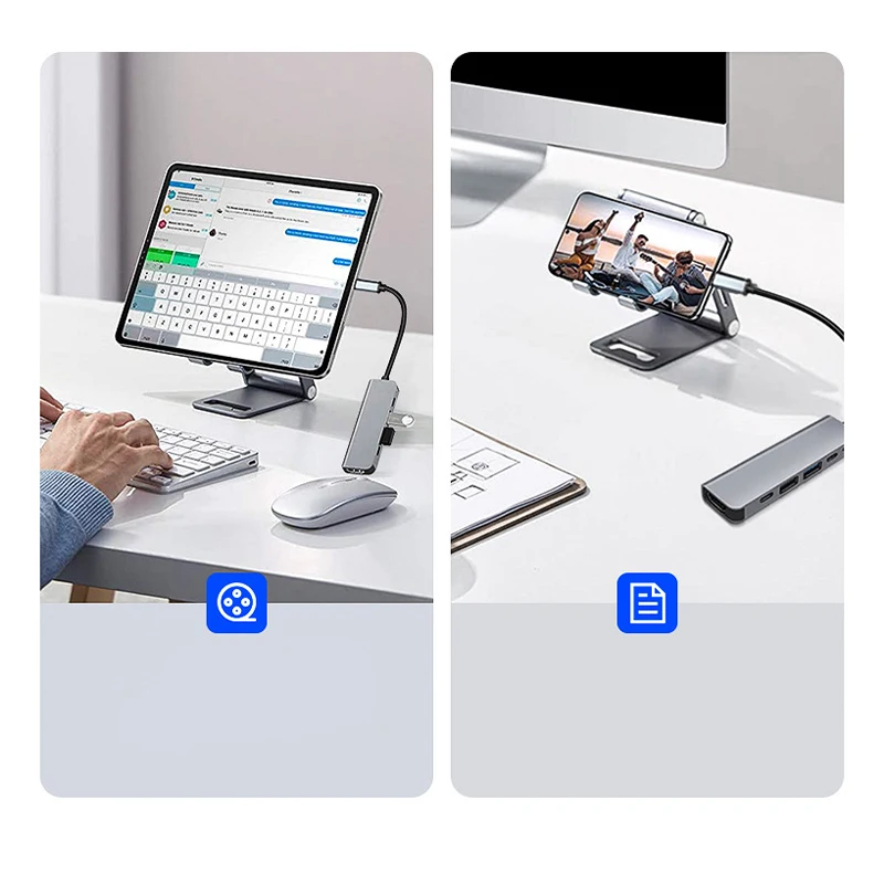 5 in 1 ประเภท C USB 3.1 ถึง 4K @ 30Hz HDTV PD 100w 5Gbps USB3.0/2.0 พอร์ตอลูมิเนียม Hub USB-C ข้อมูล Sync OTG สําหรับ Macbook แล็ปท็อป