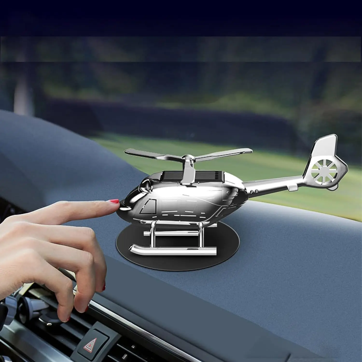 Helicopter Solar Car Air Freshener Rotation Aromatherapy Diffuser Ornament For Vehicles With 3-Fragrance Tablets For Car And Int