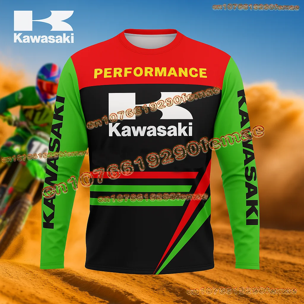 

Kawasaki Motocross Long Sleeve Riding Jersey for Men Quick Dry Breathable Comfortable Shirt Perfect for Dirt Bike Racing