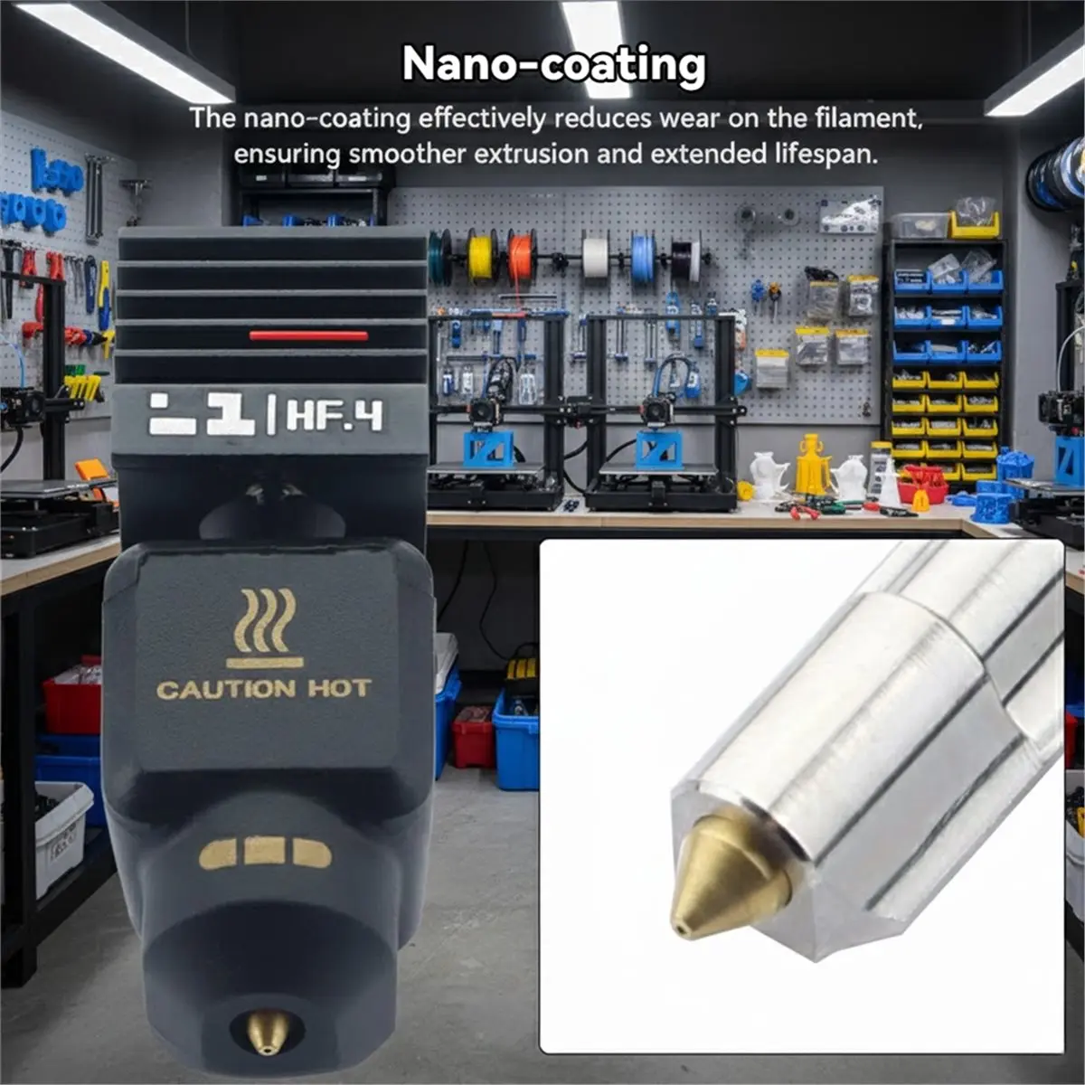 A59E Upgrade High- Nano Hardened Steel Hotend for P2S Hotend Supports the Fastest Print Speeds 3D Printer Parts