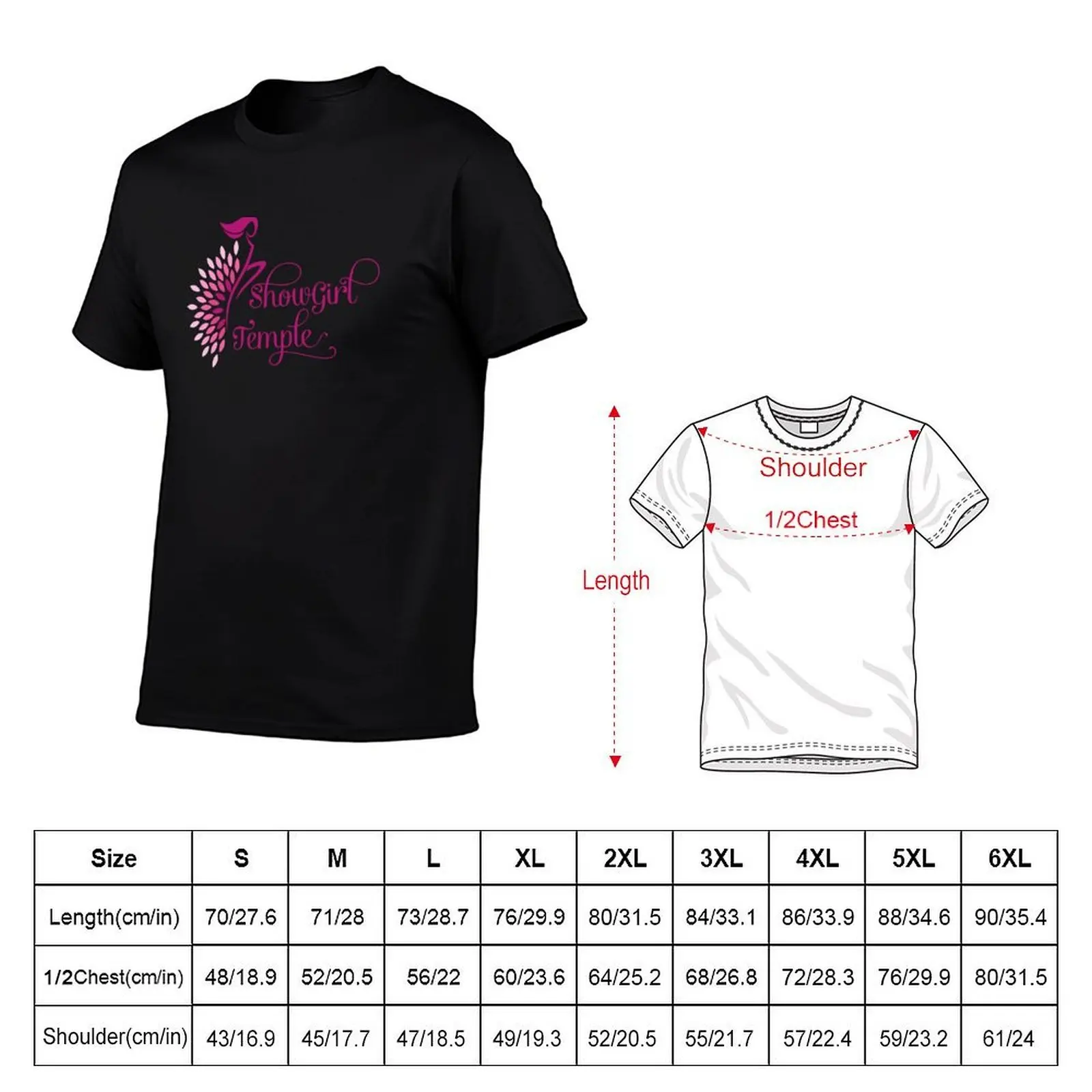 تي شيرت ShowGirl Temple Logo تي شيرت مضحك تي شيرت فكاهي داكن أنيمي تي شيرت كبير الحجم