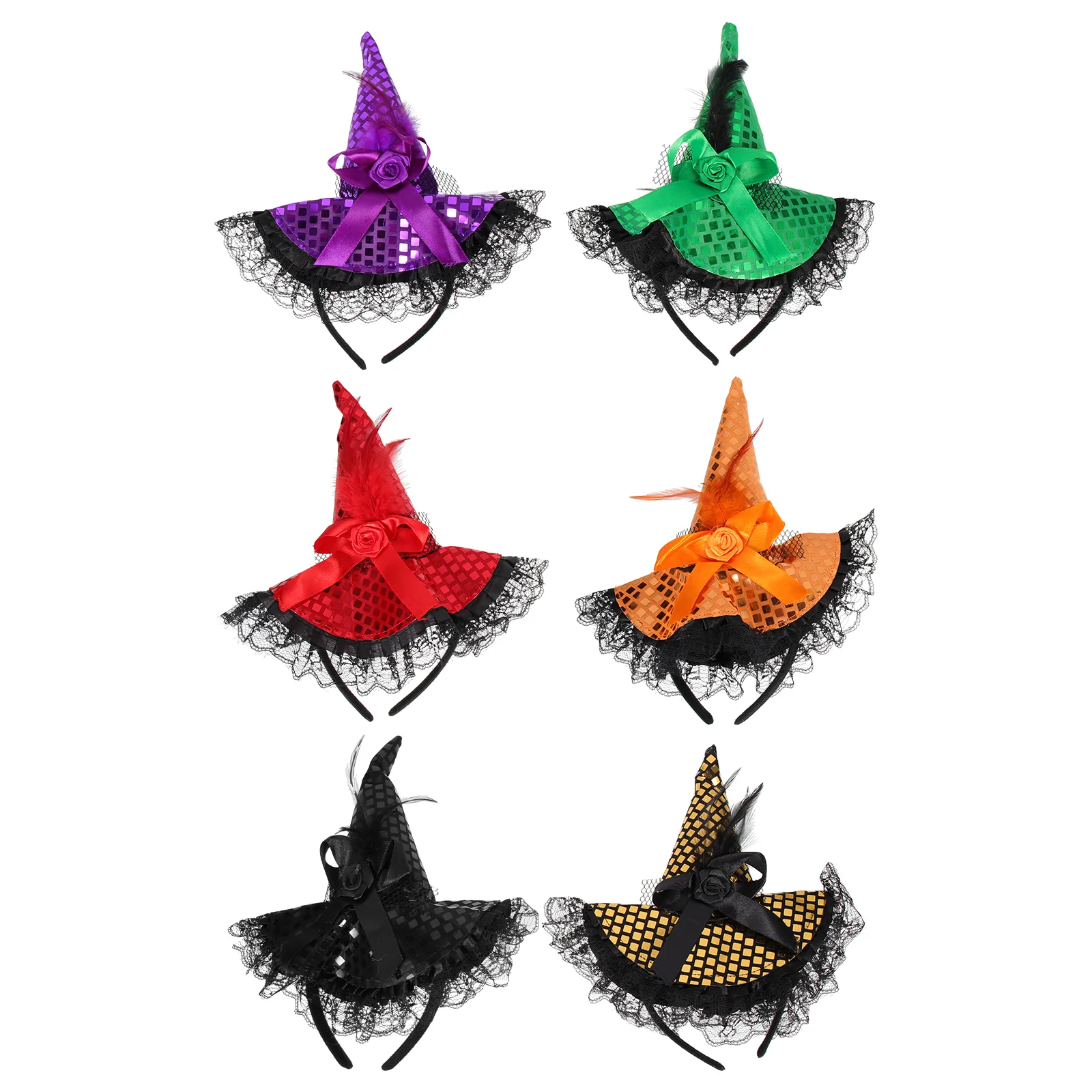 

6 Pcs Witch Hat Headband Halloween Hair Hoops Headbands Ornament Decorations Festival Accessories