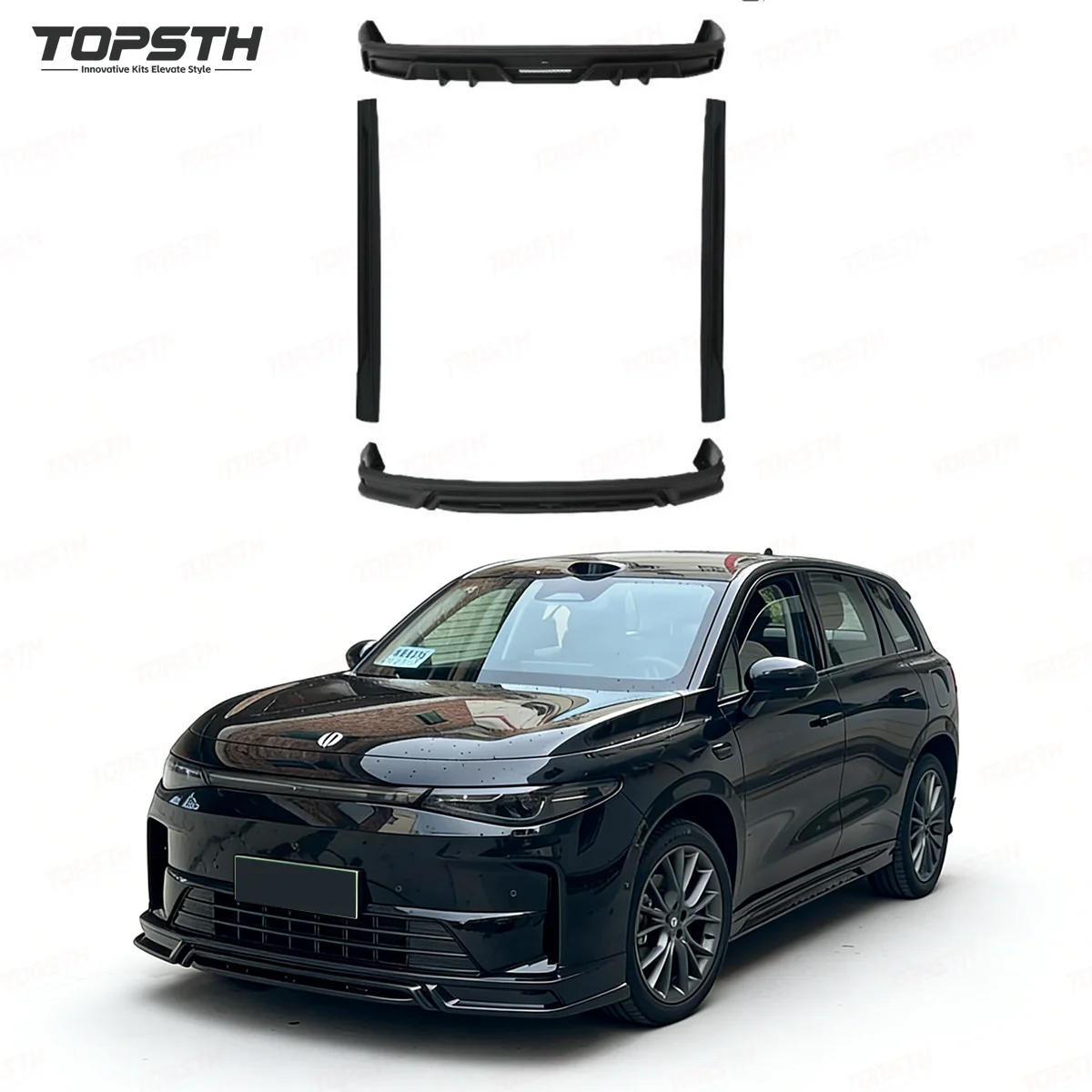 Für Leapmotor C10 Frontspoiler Seitenschweller Heckdiffusor Außenverkleidung PP-Kunststoff Sportlicher Stil Karosserie-Kit Zubehör