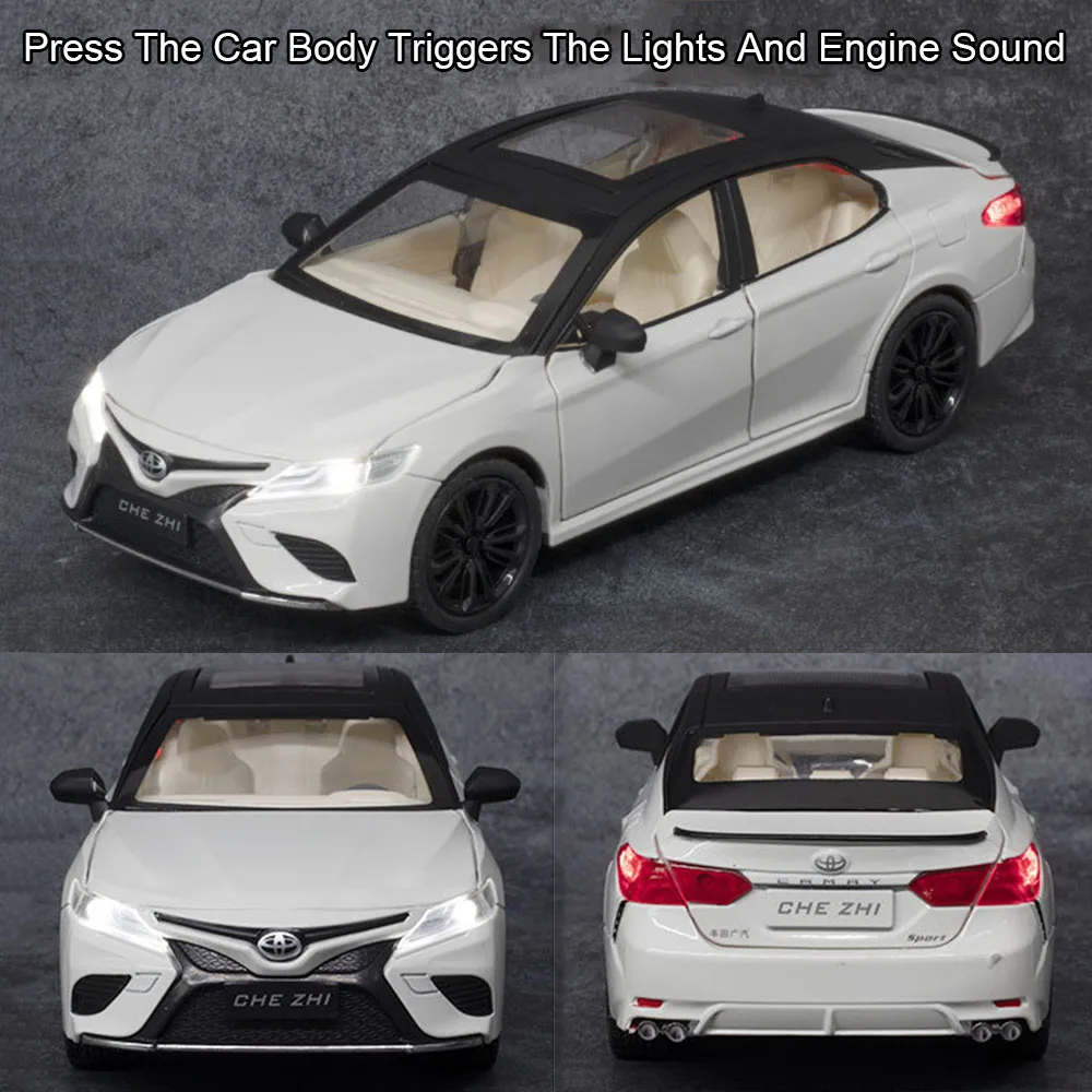 1:24 Camry RAV4 Modello di auto Pressofuso in lega Giocattolo Suono Luce Tirare indietro 4 porte aperte Modelli in miniatura Veicolo Ornamento per i regali dei bambini