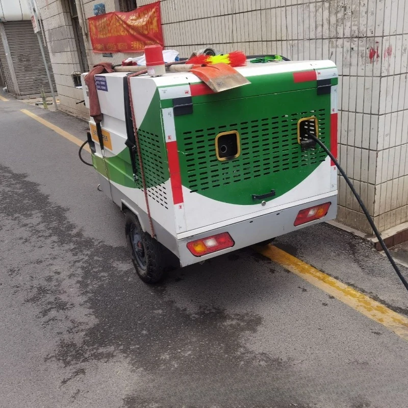 High pressure cleaner, tricycle type mobile car washing machine with water tank Property sanitation road pump