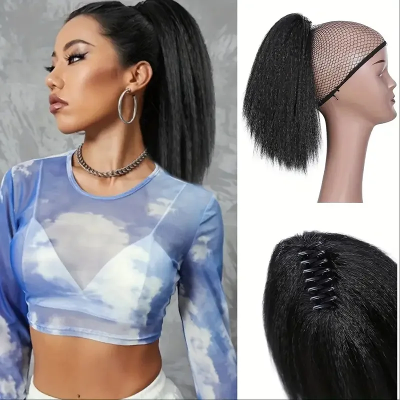 Cross border Clip ponytail African wig, ponytail wig yaki ponytail wig Wigs for women