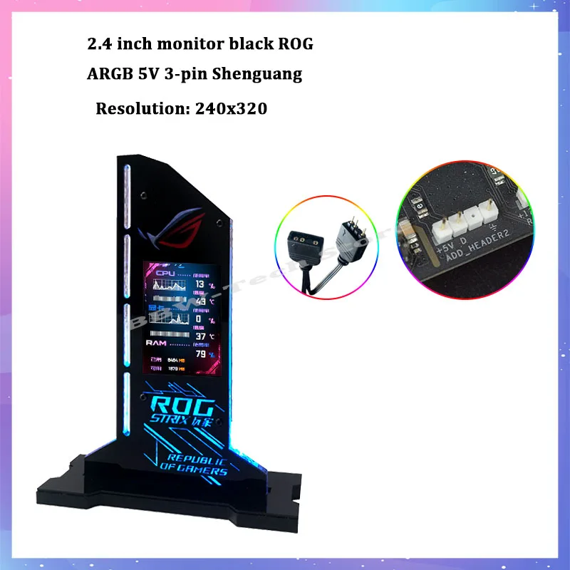 Graphic Video Card Bracket VGA Holder With 2.4 inch LCD Display Support RGB CPU GPU RAM Monitor AIDA64 for PC Gamer Cabinet DIY