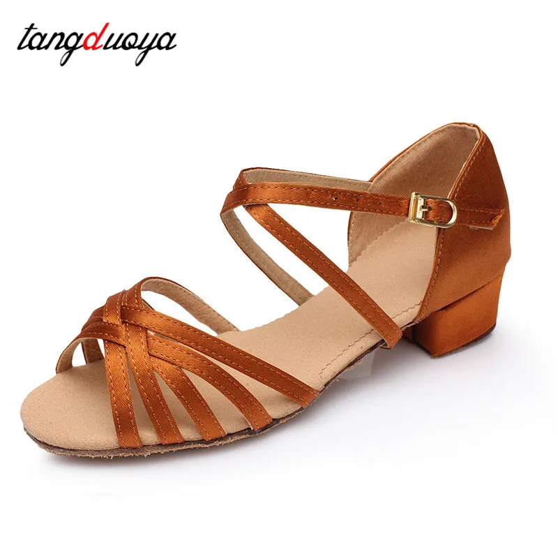 Dzieci buty do tańca dla kobiet sala balowa Latin Modern Tango buty do salsy damskie dziewczęce buty do tańca ćwiczą niskie obcasy