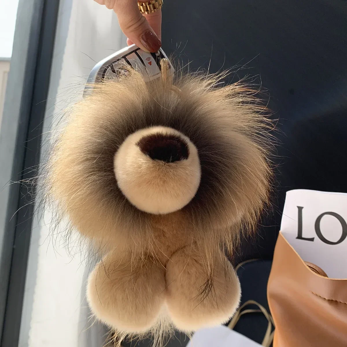 Rex Kaninchen haar kleine Löwe Plüsch tasche Anhänger Simba Puppe Ball Auto Schlüssel bund Anhänger Zubehör Schult asche Rucksack Kofferraum Geschenk