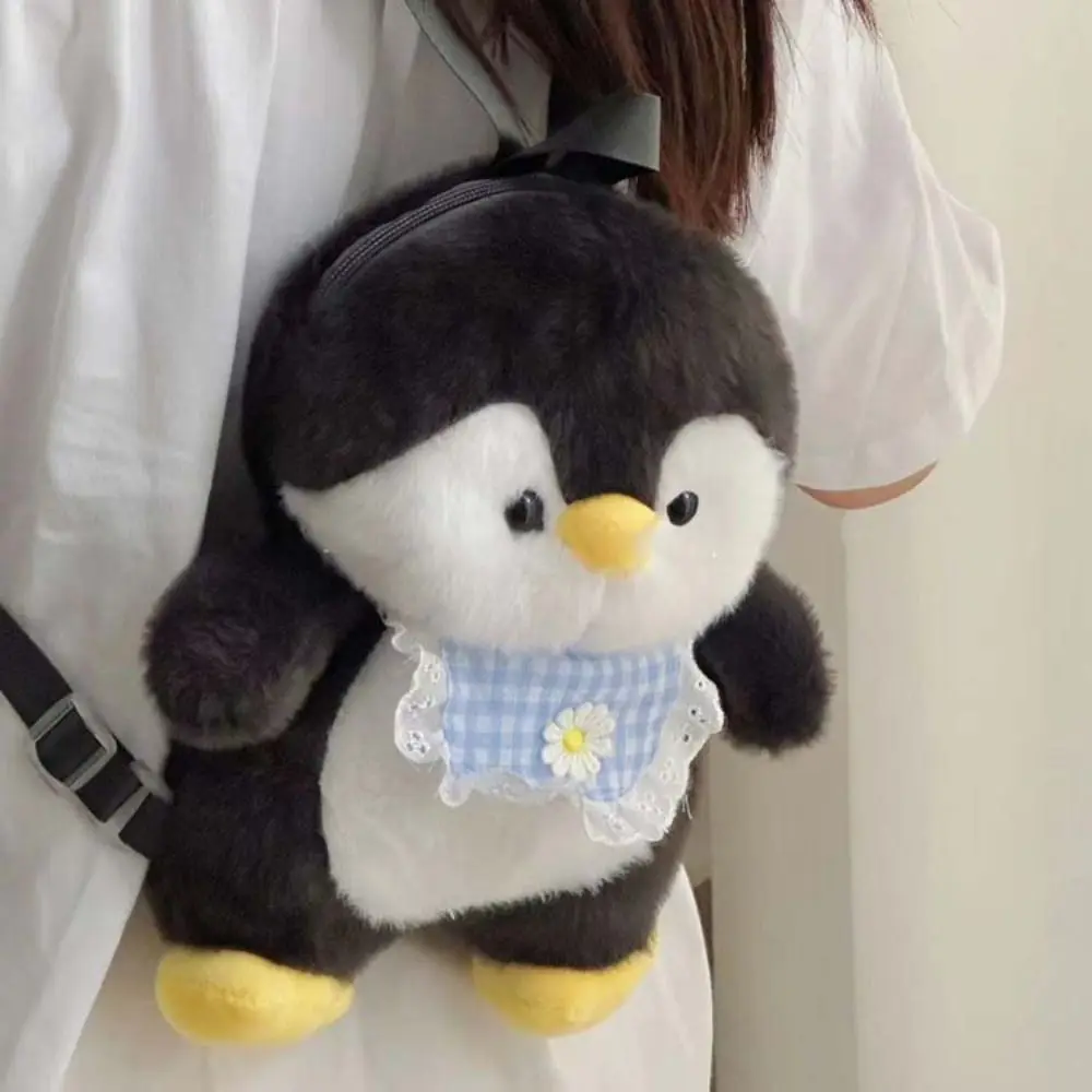 Soft Plush Toy Apron Penguin Backpack Doll Plush Children School Bag JK Lolita Large Capacity Animal Shoulder Bag Girls