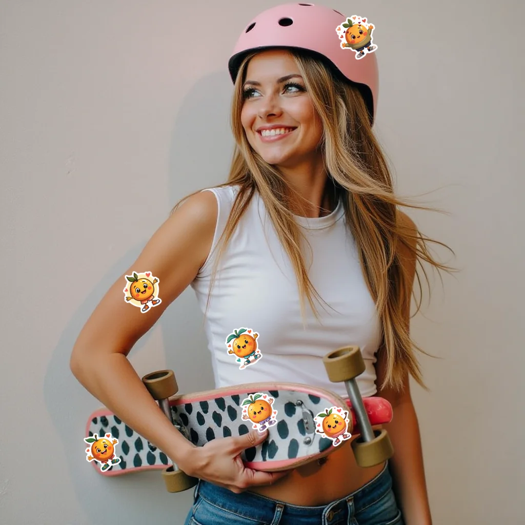 35pcs-100pcs Decals Vibrant Orange Stickers Decals Cartoon Adhesive Label Character Stickers For Fridge Toys Laptop