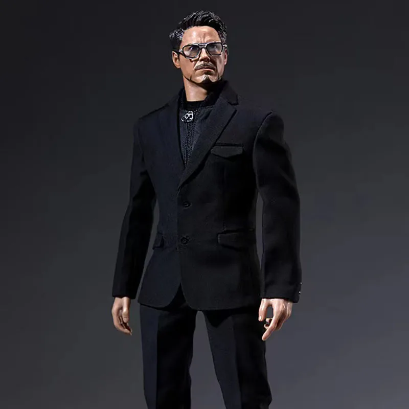 

AFS A016 1/6 Scale Male Black Suit Coat Shirt Pants Shoes Glasses Set Model Fit 12'' BD001 Narrow Soldier Action Figure Body