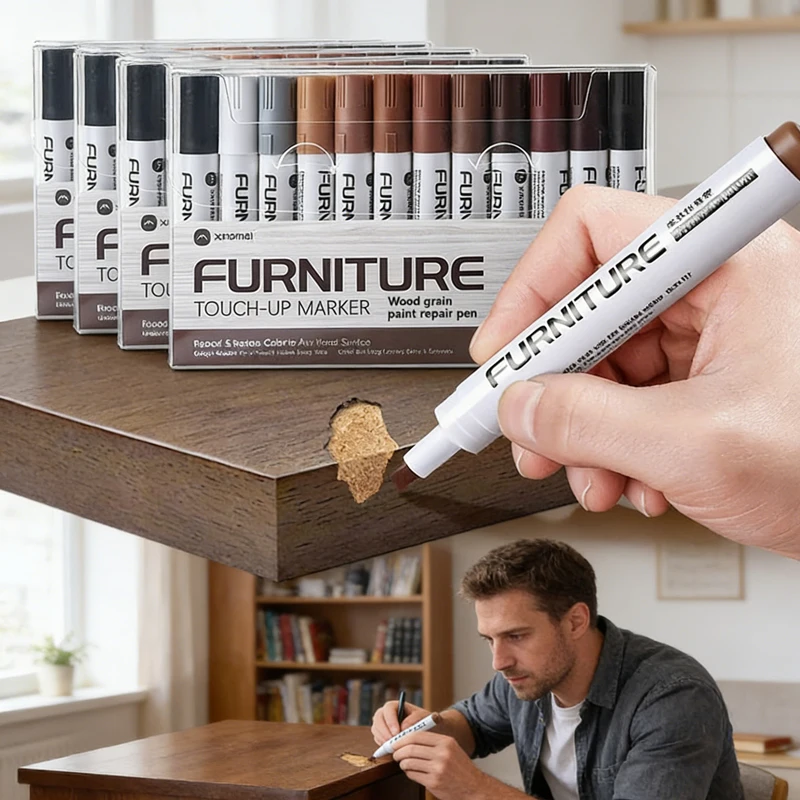 6-12Pc Furniture Repair Pen Markers Remover Wood Scratches Restore Kit Scratch Filler Paint Wooden Cabinet Floors Tables Repair