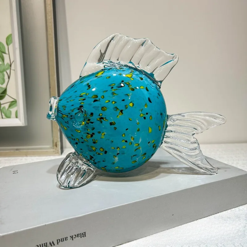 Handmade glazed colored kiss fish ornaments, modern simple entrance wine cabinet jewelry