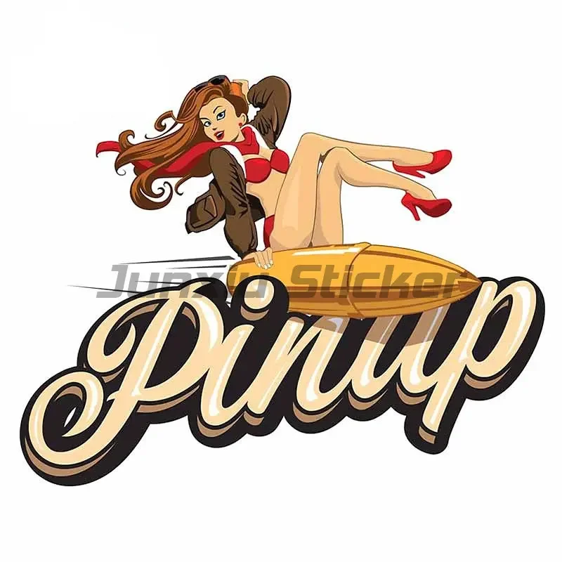 Pin Up Girl Style Vintage Car Hot Rod Retro Motorcycle Decal Vinyl Self-adhesive Car Sticker 4