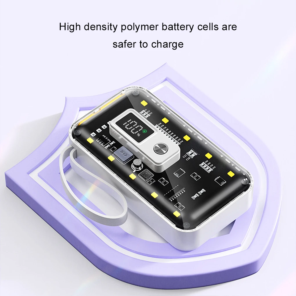 LED Mobile Power Module Kit Power Bank Cases Battery Storage Box For Large Capacity 10000mAh Power Bank Case Transparent DIY Kit