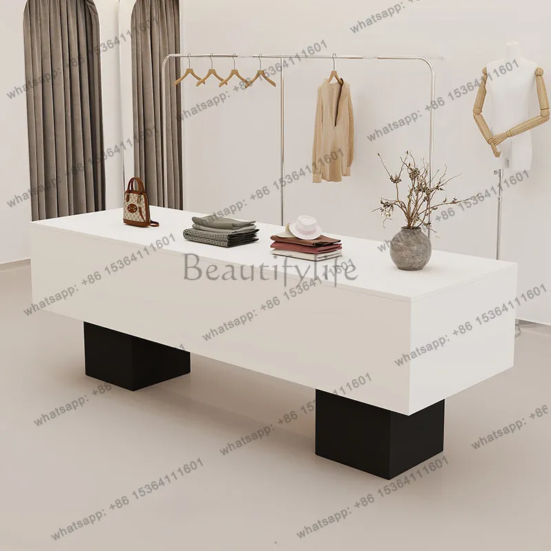 LJY Clothing store island table women clothing store simple modern display tables shoe bag showcase reception desk workstations