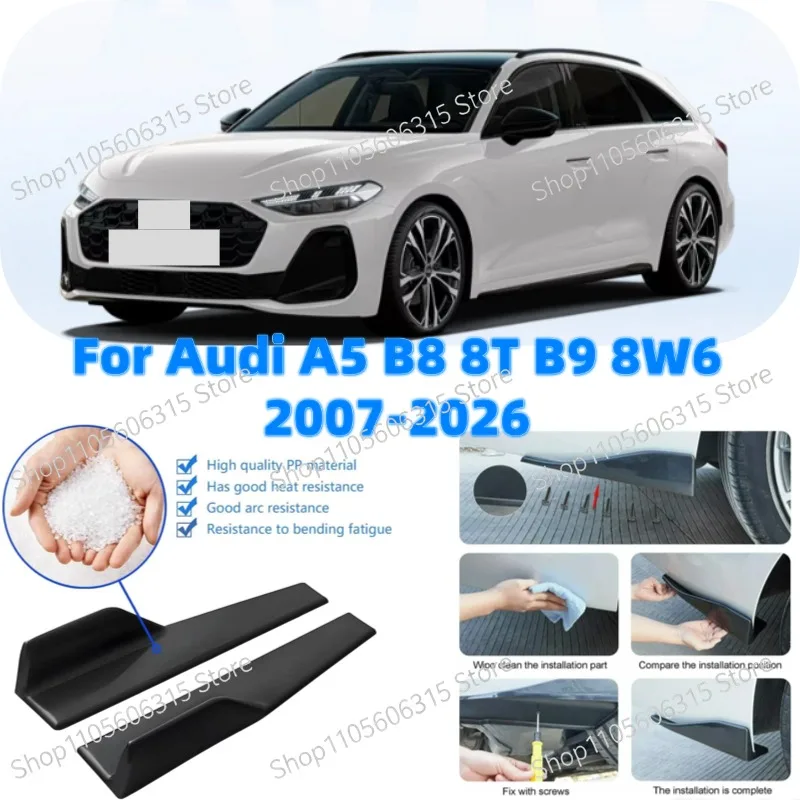 48cm Rear Bumper Splitter Apron Spoiler Side Skirt Extension Lip For Audi A5 B8 8T B9 8W6 2007-2026 Car Styling Accessories