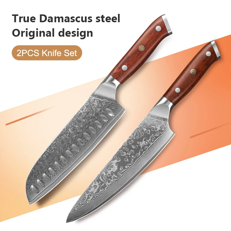 67Layers VG10Damascus Steel Chef Knife Set Japanese 8-Inch Chef Knife And 7-Inch Santoku Knife for Cooking Premium KitchenTools