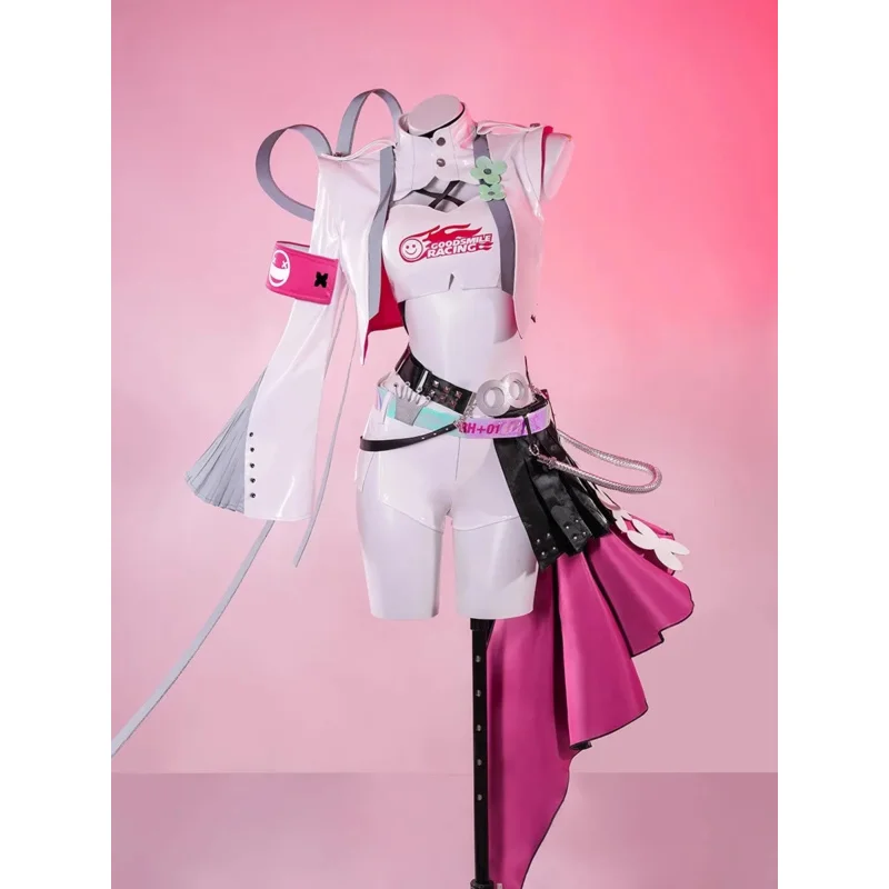 Disfraz de Anime MIKkUU, juego de Cosplay para mujer, bonito traje de carreras rosa, vestido Mikkuu de talla grande, peluca de disfraz de Halloween