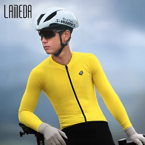 Imagen 2 del producto LAMEDA-Camiseta térmica de ciclismo para hombre, chaquetas de lana de manga larga para invierno, ropa para bicicleta con bolsillos traseros, camiseta para bicicleta de montaña y carretera