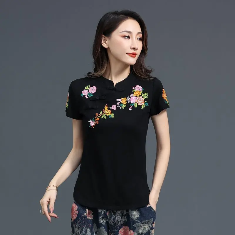 2023 tradizionale cinese migliorato cheongsam retro qipao camicie camicetta di cotone con stampa floreale nazionale elegante abito tang orientale