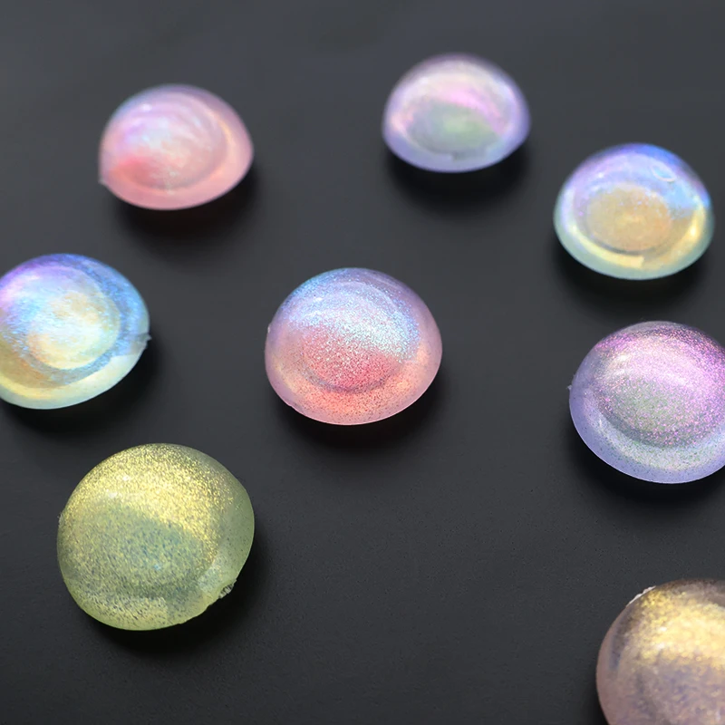 Colorful Circular Pearlescent Magnetic Push Pin Office Supplies Fashion Button Magnet Electroplated Resin Beads Starry Sky Style