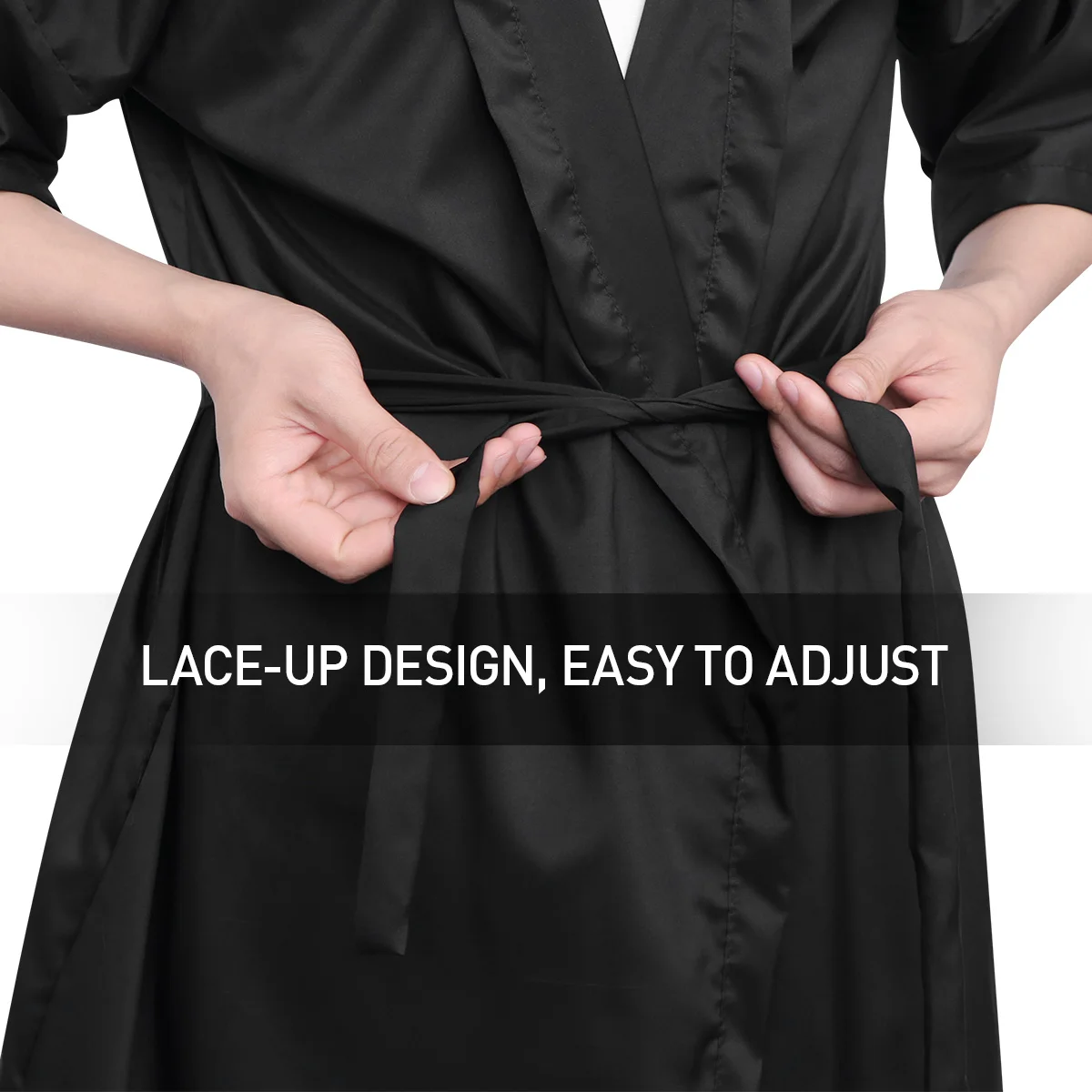 

Fashionable Spa Salon Gown Durable Beauty Center Costume Practical Simple Bathrobe For Everyday Use Black