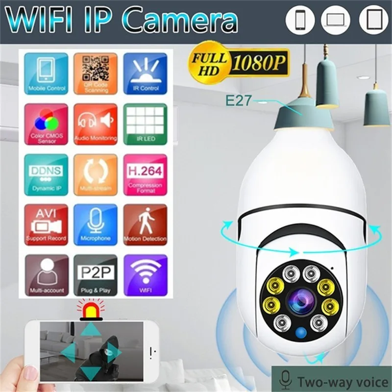 كاميرا مراقبة أمنية داخلية ، ألوان كاملة ، رؤية ليلية ، تتبع بشري أوتوماتيكي ، شاشة تكبير ، واي فاي ، لمبة 5G