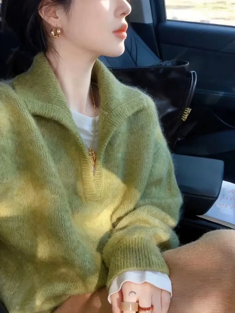 

Sweet Casual Knit Sweater Women Autumn Winter Long Sleeve Soft Gentle Pullovers Lazy Wind Simple Office Lady Fall Winter Jumpers