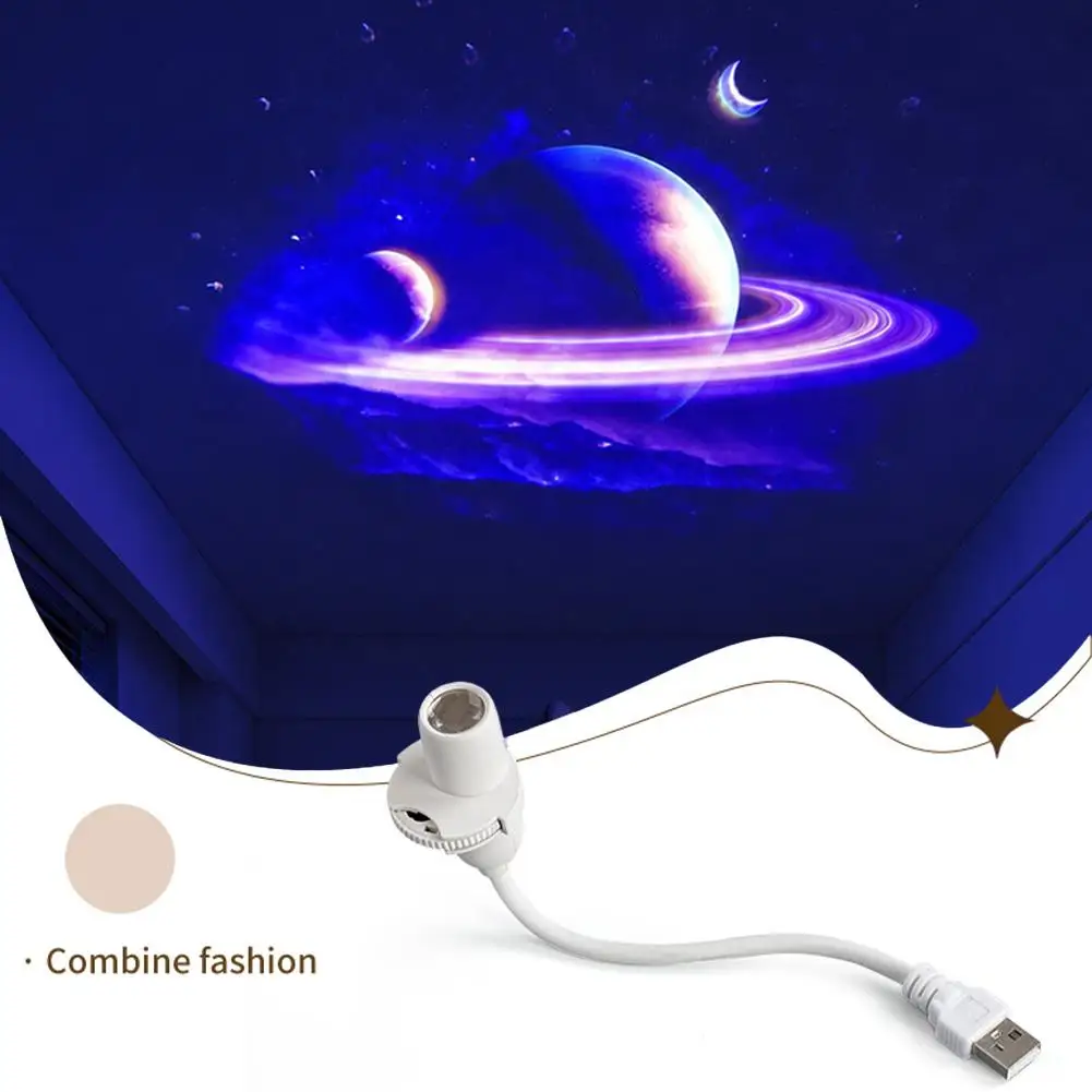 USB Powered Galaxy Projector Multi Planet Patterns Flexible Neck For Bedroom Romantic Night Use