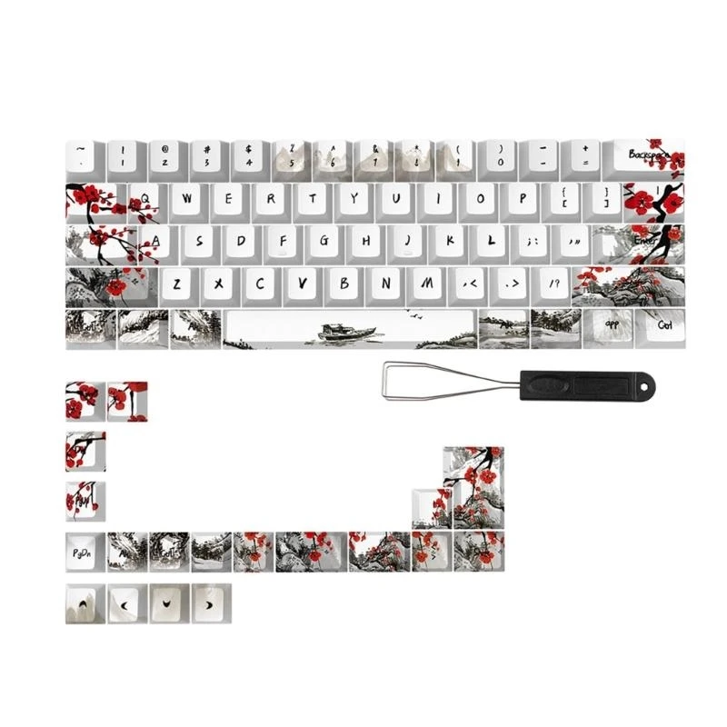 F68C CherryProfile Plum Blossom KeyCaps para 80 teclas Qwertz Azerty 61 64 67 68 Keuter