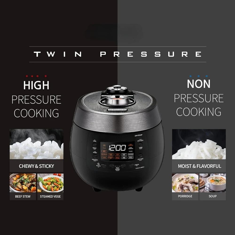 6 Cup (Uncooked) 12 Cup (Cooked) Rice Cooker with Dual Pressure Modes, LED Display Panel