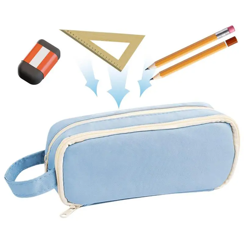 Pencil Case Pouch Cosmetic Makeup Bag With 5 Compartments Stationery Bag For Student School Travel University For Pen Pencil