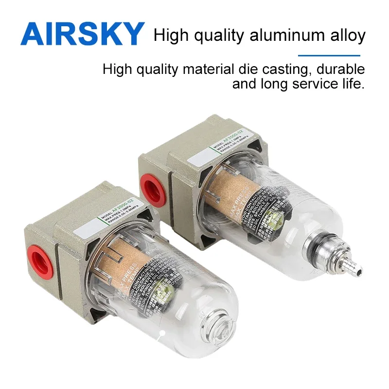 AF2000-02 Compressed Air Filter Copper 1/4'' Conector EU Manual Drain Air Water Oil Separator Air Source Treatment Unit