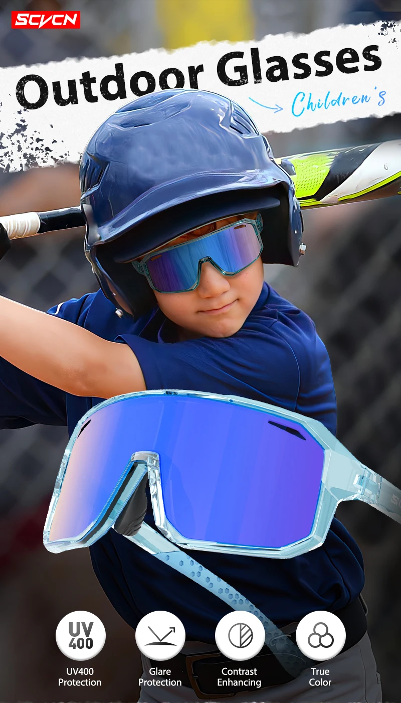 SCVCN Fahrrad-Sonnenbrille für Jungen, Kinder-Fahrradbrille, UV400, Mädchen, kleine Größe, modische Outdoor-Sportbrille, Schutz 2024 – Detail 1