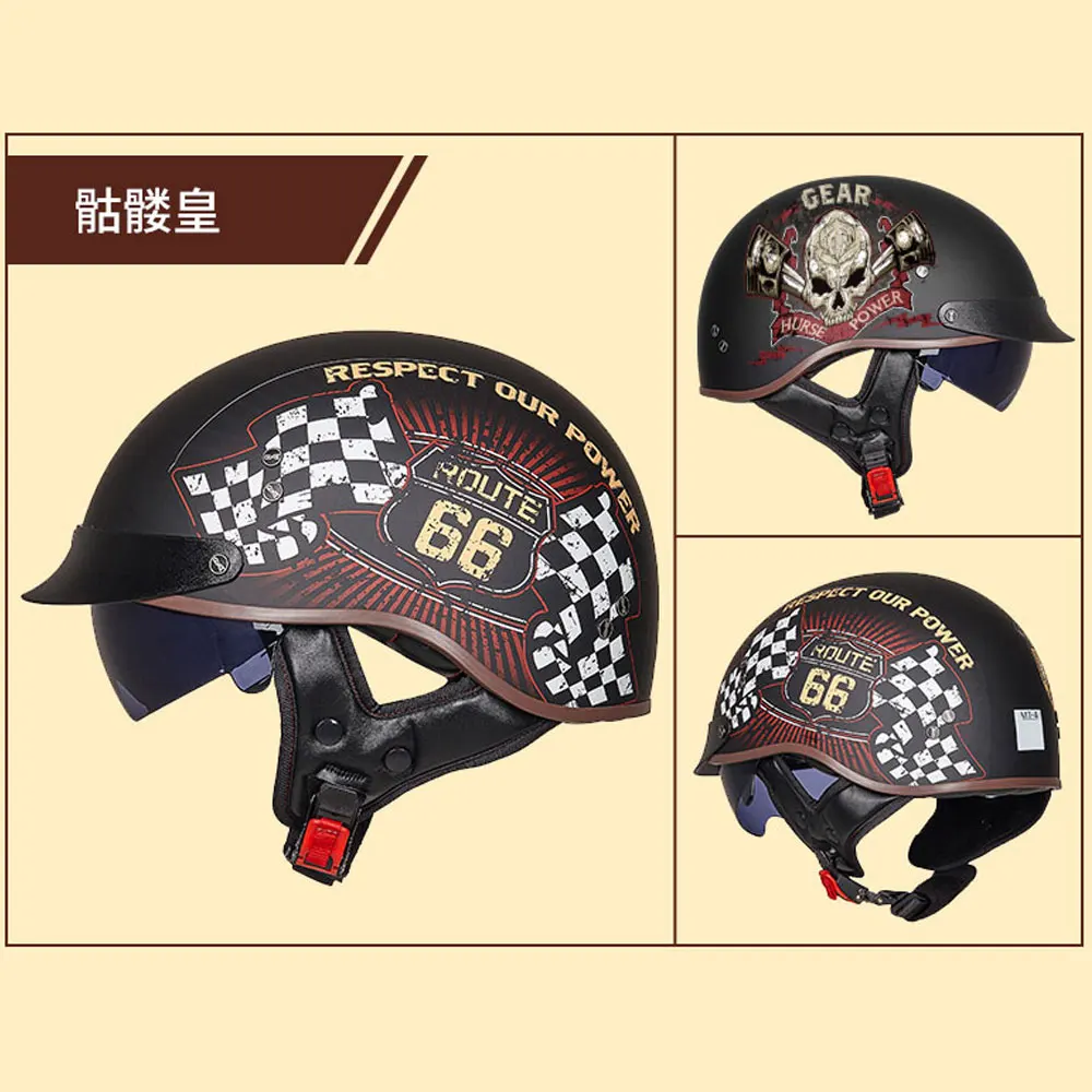 GXT DOT Certification Retro Motorcycle Helmet Men's Moto Helmet Scooter Half Face Biker Motorbike Crash Moto Helmet Casco Moto