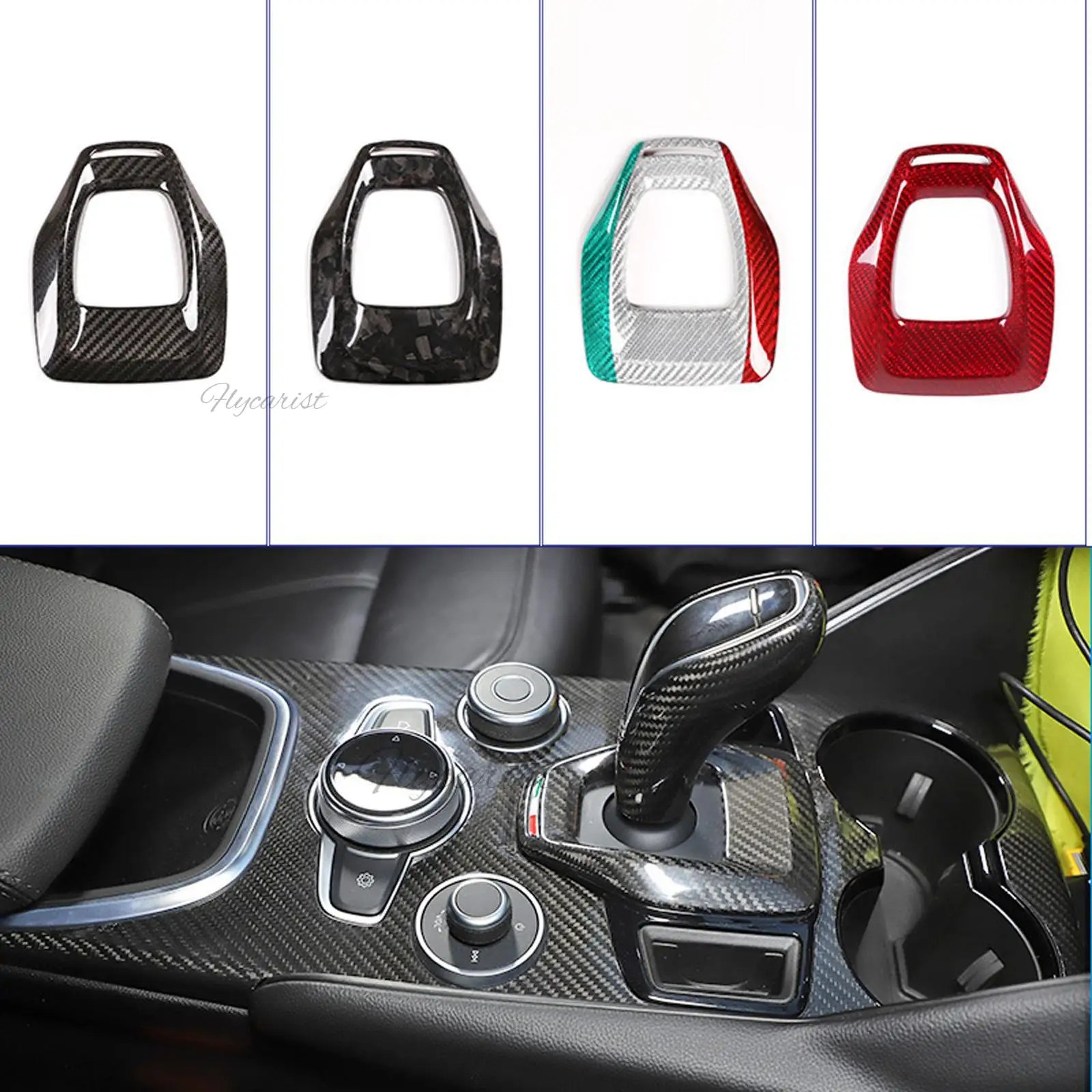 

Red Carbon Fiber ABS Gear Shift Box Panel Cover Trim for Alfa Romeo Giulia Stelvio 2021-2022