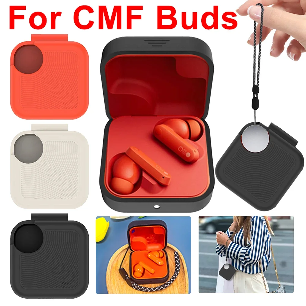for Nothing CMF Buds Silicone Soft Protective Earbuds Case Anti-Scratch with Lanyard Protective Cover Full-Body Protective Shell