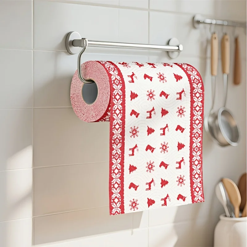 Christmas Paper Towels for Kitchen,Disposable Christmas Print Paper Towel Rolls,Highly Absorbent Hand Towels for Holiday
