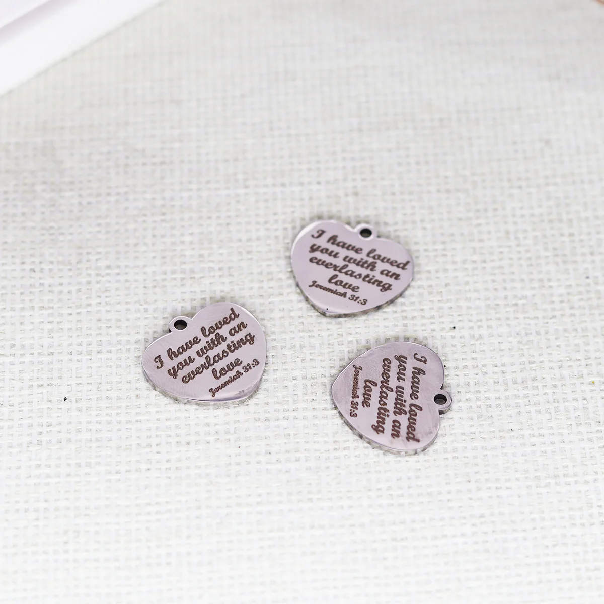 3 قطعة/الوحدة لقد أحبك مع حب دائم إرميا محفورة بالليزر من الفولاذ المقاوم للصدأ لمستلزمات صناعة المجوهرات #1