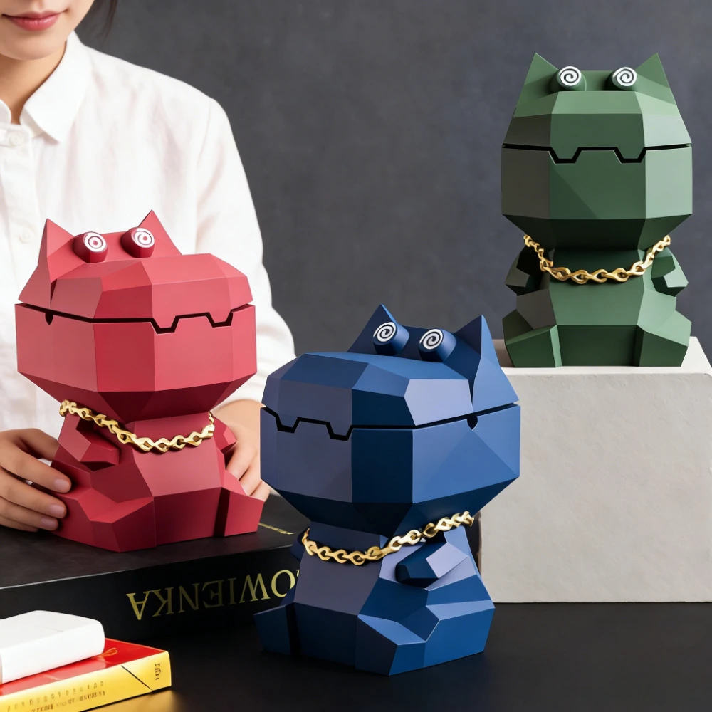 Creative Unique Ceramics Hippo Ashtray with Lid,sophisticated Trendy Home Living Room or Office As A Cartoon Decorative Item