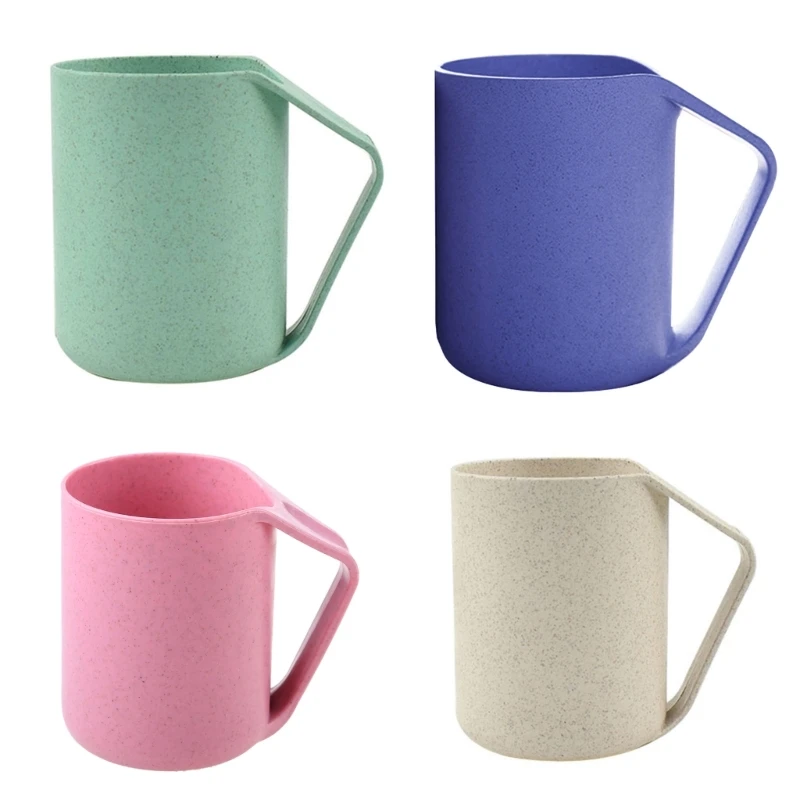 4 Colors Eco-friendly Healthy Wheat Straw Biodegradable Plastic Cup Mug for Kitchen Water Coffee Milk Juice Tea