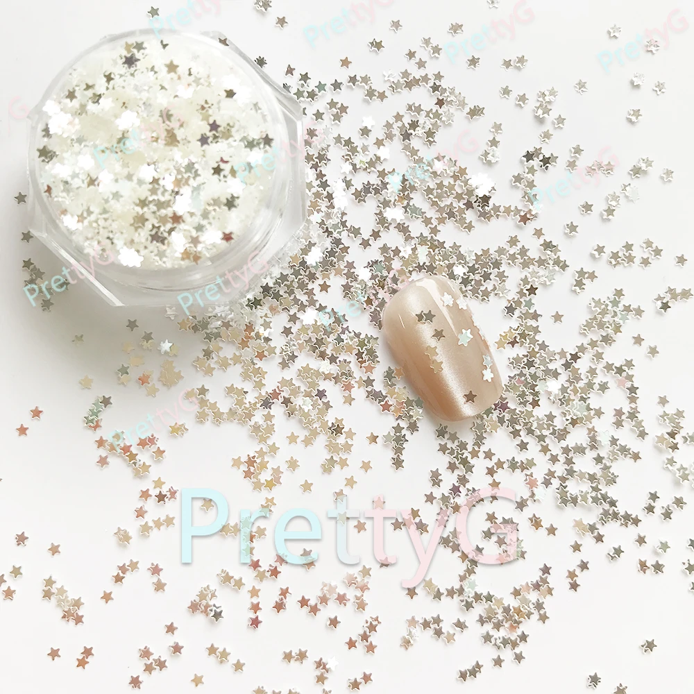 PrettyG Wholesale JM Mirror Silver Shapes Glitter High Spark Sequins Glitter For Art Craft Nail Makeup Decoration Accessories