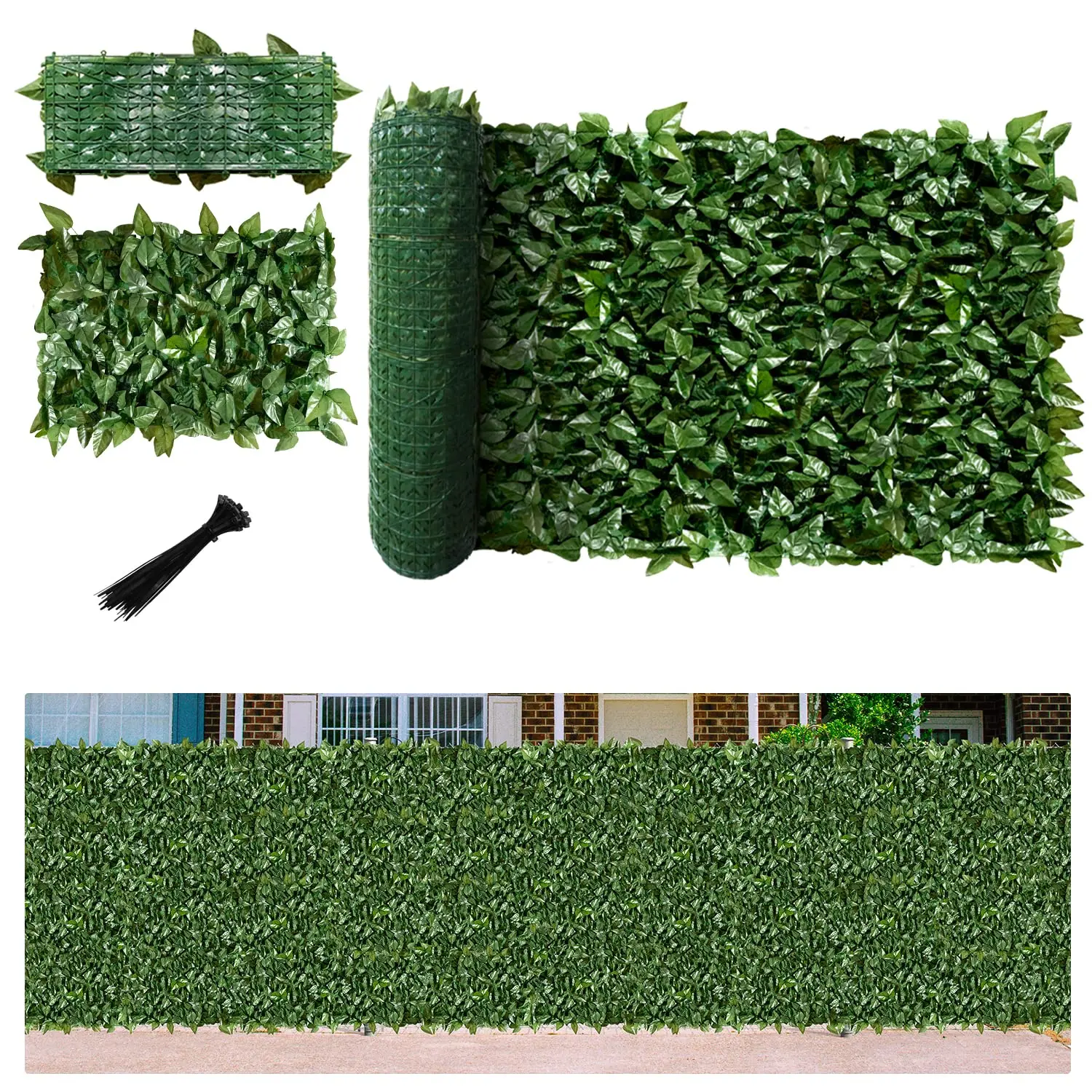 4'x20' Artificial Ivy Privacy Fence Screen Mesh Backing Leaf Wall Panel for Indoor&Outdoor Garden Patio, Customized